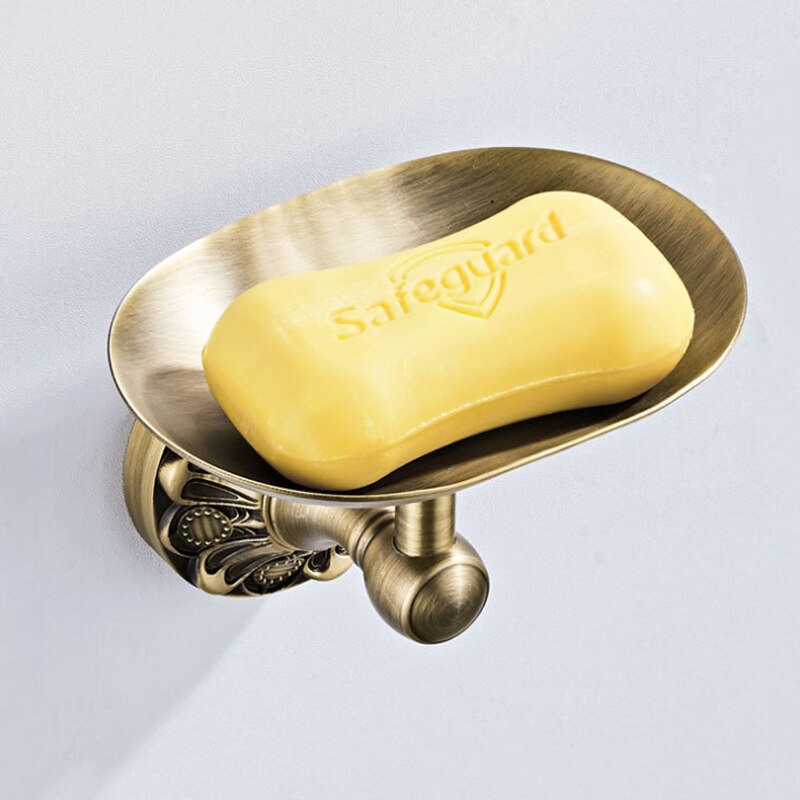 Antieke Badkamer Accessoires Set Brons Vintage Messing Föhn Houder Wc Papier Handdoekenrek Ring Zeep Mand Gewaad Haak Handvaten: Soap Holder