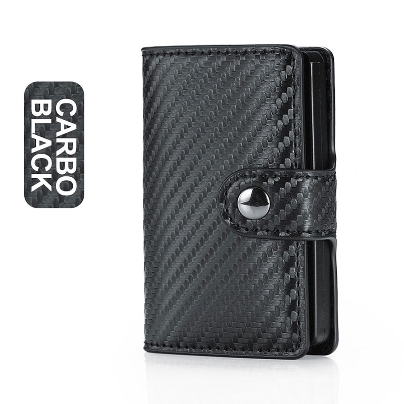 DIENQI Rfid Carbon Fiber id Credit Card Holder Case Metal Smart Minimalist Wallet Men Business Bank Cardholder Cart Holder: Carbon black