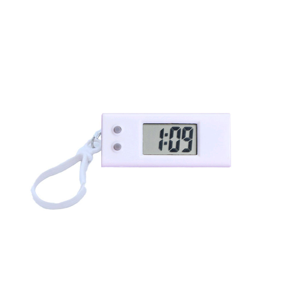 Digitale klok Student Mini elektronische klok sleutelhanger Elektronisch driehoekig horloge Digitale tafeltijdweergave Klok hangende sleutelhanger: WIT