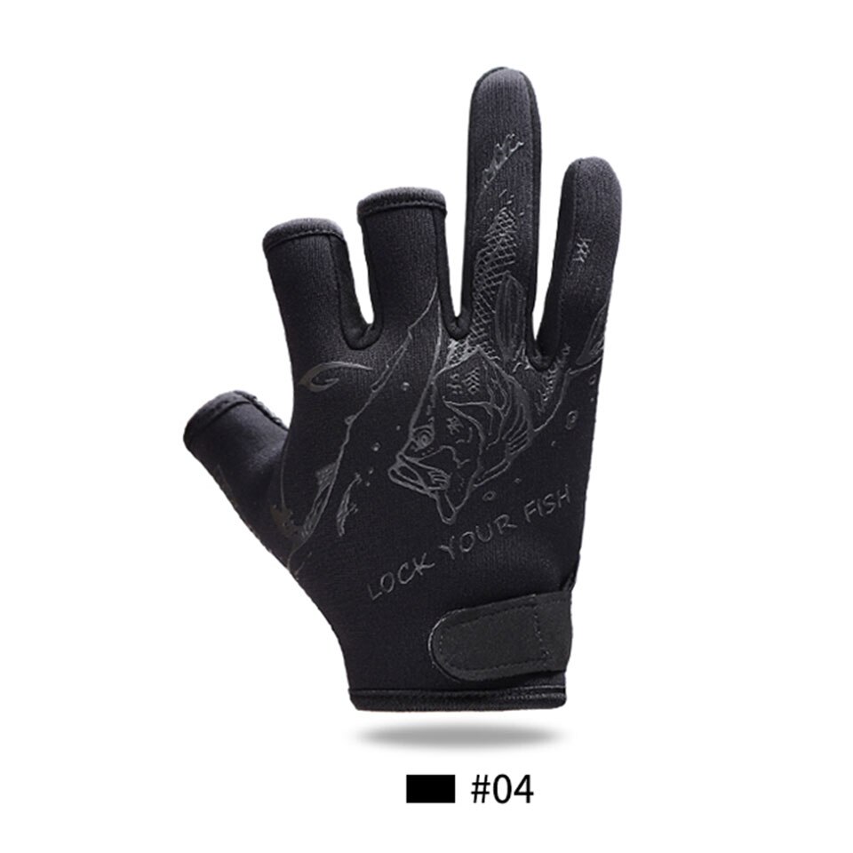 Fiskehandskar m/l/xl storlek skuren trefingerhandskar slitstarka fiskehandskar: Röd / L