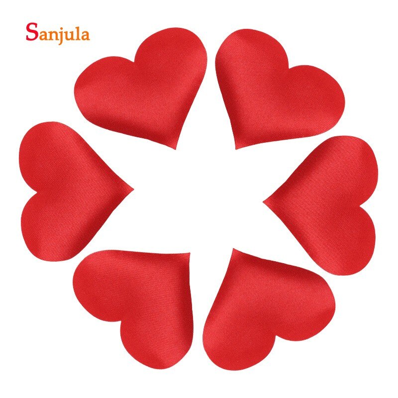 Pétalos de rosa en forma de corazón de 5x5 cm, decoraciones para boda, lote de 50 unidades, románticas flores artificiales para , pétalos de flores para boda RS06: Rojo