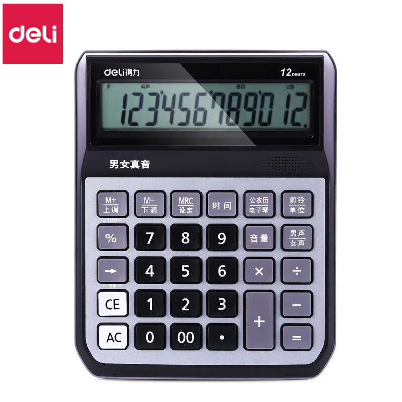Calculadora de voz Deli 1555/1556, calculadora de inclinación masculina y femenina, ordenador multifunción, 1 unidad