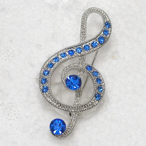 Blau Strass Musik hinweis Pin broschen C917 B