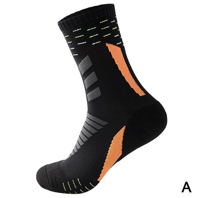 1Pair Cycling Thicken Men Basketball Socks Deodorant Quick-drying Breathable Running Male Sports Long Tube Sock: long black