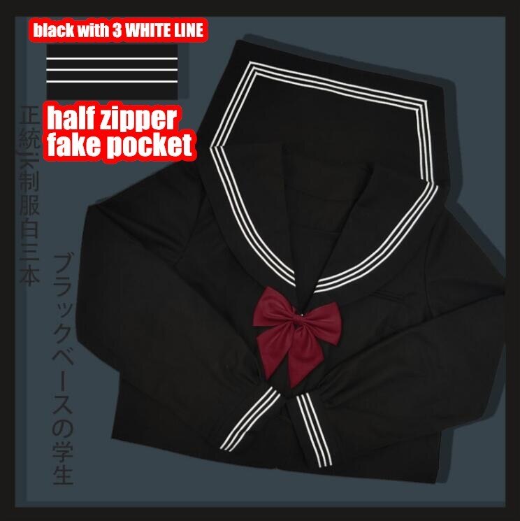 TR Giapponese JK impostato Uniforme Scolastica Delle Ragazze NERO BIANCO 3 LINEA Ad Alta Scuola Delle Donne Della Novità Vestiti Alla Marinara yankee ragazza uniforme JKL028