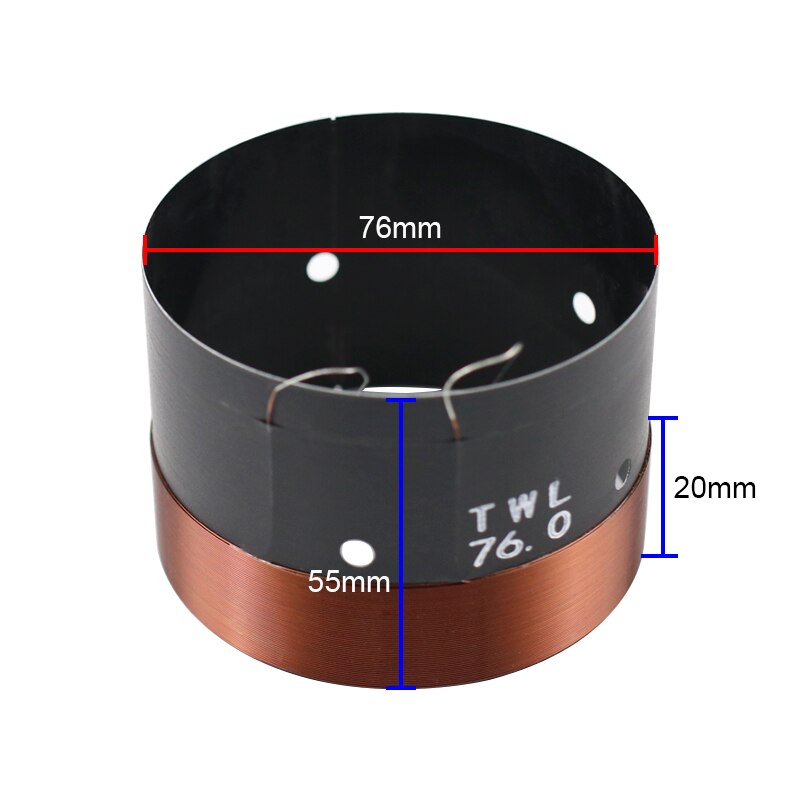 76 millimetri Contrabbasso Bobina 6Ohm Due Strati di Alluminio Nero di Scheletro Fili di Rame 500W-680W Ad alta potenza Bobina Per Woofer Altoparlante 2pcs
