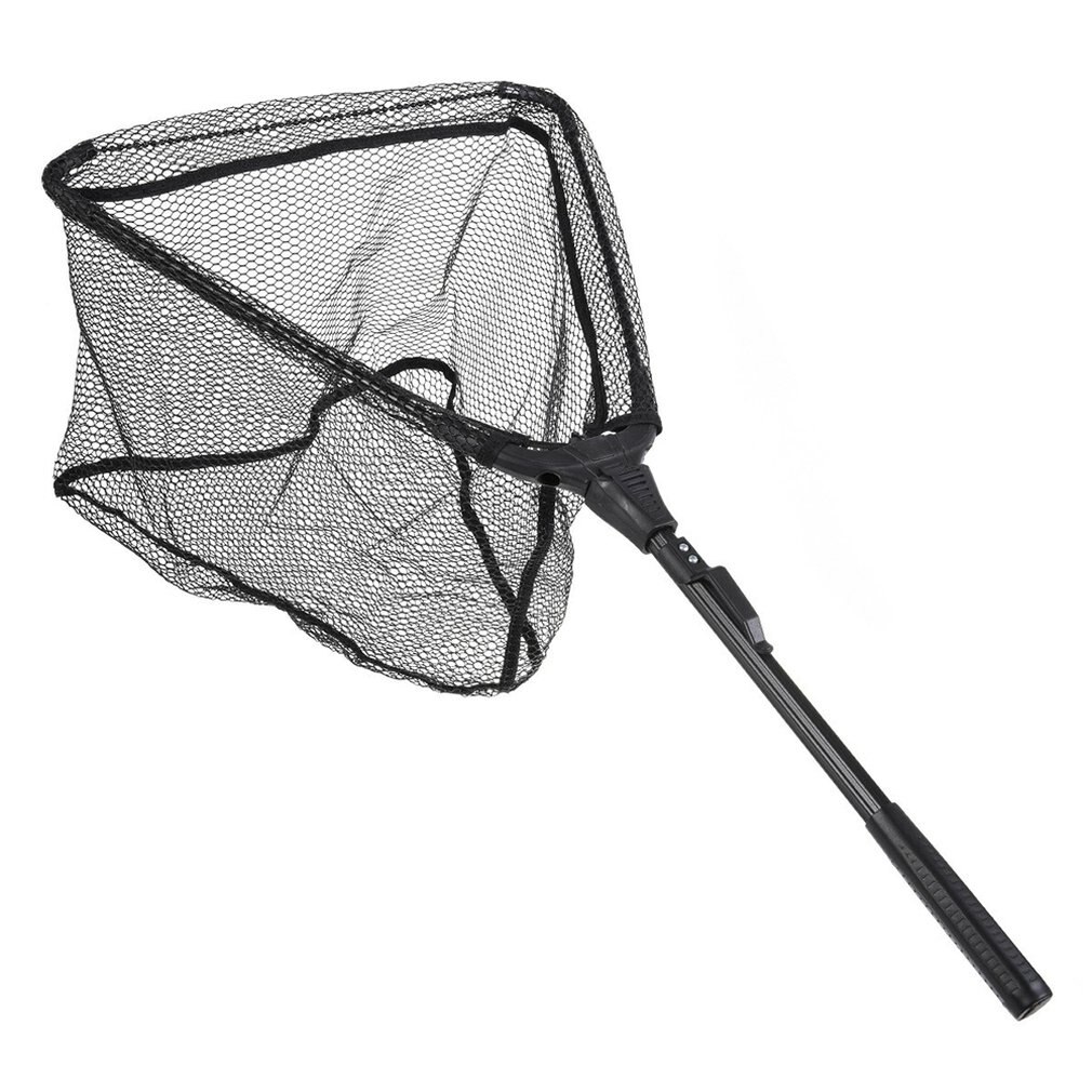 Folding Fishing Brail Net Telescopic Collapsible Rhombus Single Section Triangle Dip Landing Pole Scoop Net Tool For Fly Fishing