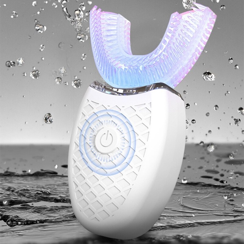 360 graders automatisk sonisk elektrisk tandbørste silikone ultralyds elektronisk u type tandbørste usb genopladelige tænderens