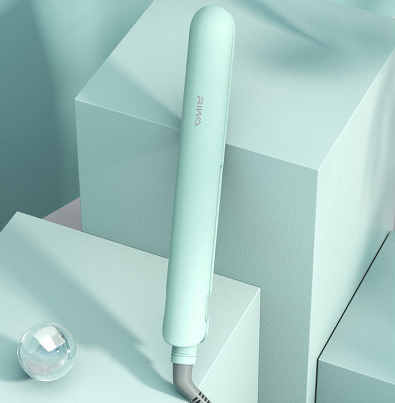 Riwa Hair Straightener Curler Waver Styling Tools Negative Ion Essential Oil Coating Hair Care Clip 32MM Styling Tools Curler: BLUE  US PLUG