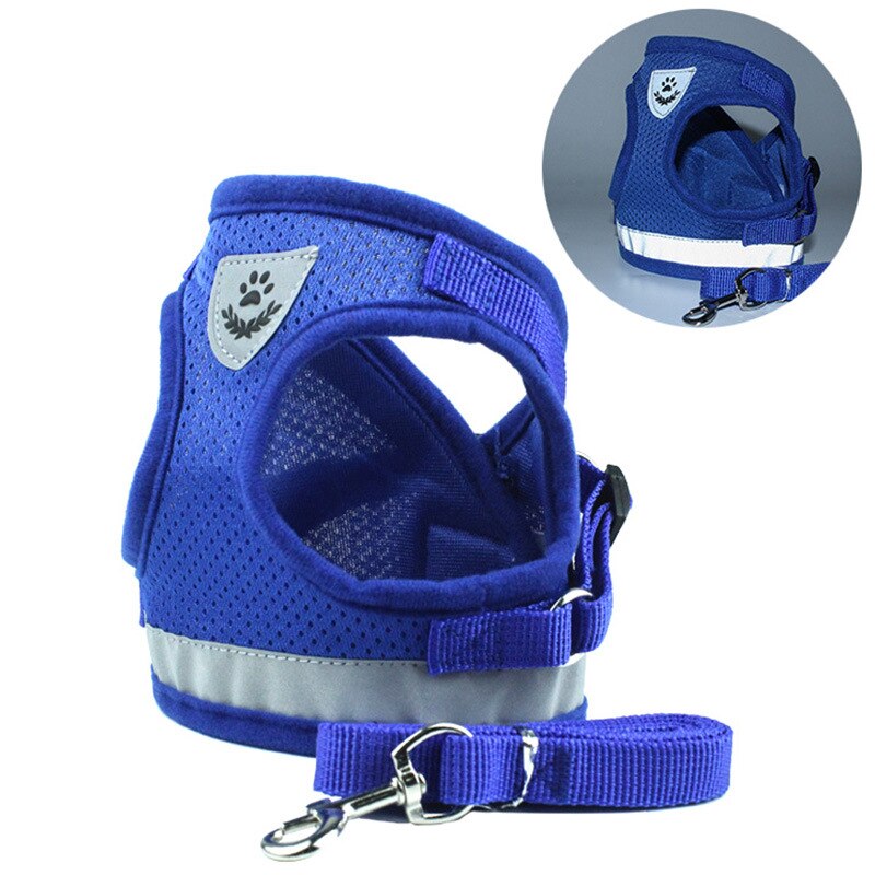 Super Ademend Huisdier Harnas Borstband Riemen Glow In The Dark voor Pommeren Franse Bulldog Kleine en Middelgrote Hond: Blue / 4.5-7kg