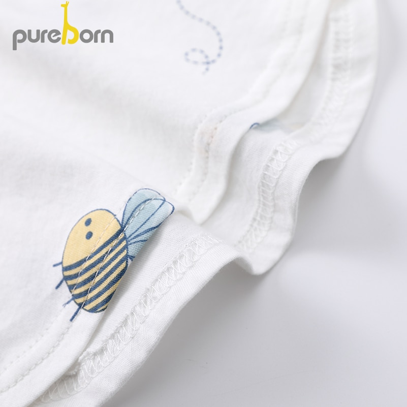 Pureborn 2-Pack Pasgeboren Unisex Baby Tees Cartoon Bijen Baby Jongen Meisje T-shirts Katoen Korte Mouw Tops Kleding Zomer kleding