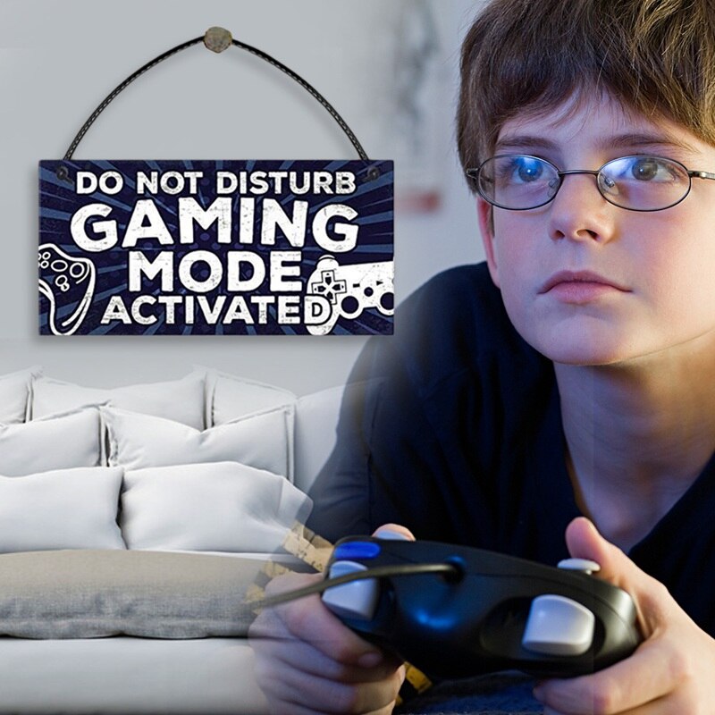 Wooden Door Hanging Sign Ornament Funny Keep Out Gamer At Play Decoration for Home Wooden Pendants