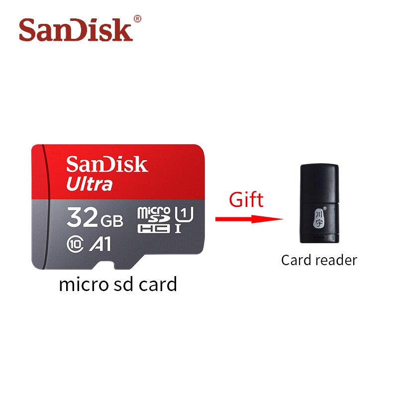 SanDisk-tarjeta Micro SD de 128GB, 64GB, 32GB, 16GB, 98 mb/s, tarjeta de memoria flash usb Class10, producto Original: 32GB with Reader