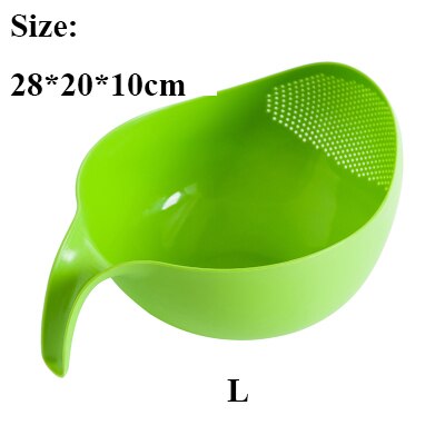 Kitchen Accessories Rice Bowl Drain Basket Fruit Bowl Washing Drain Basket with Handle Washing Basket Home Kitchen Organizer: Green L