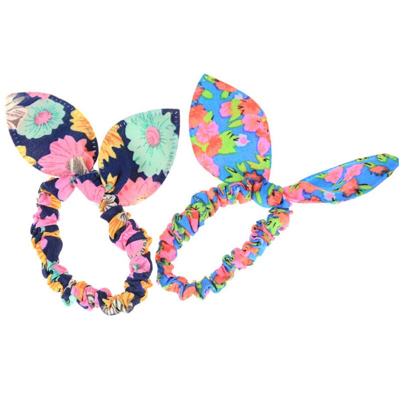12 Stuks Kinderen Elastische Haarband Leuke Boog Konijn Oren Hoofdband Meisje Ring Chouchou Kinderen Paardenstaart Houder Haaraccessoires