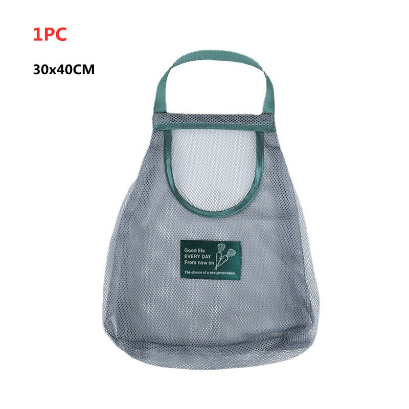 1/2Pcs Kitchen Reusable Vegetable Fruit Storage Mesh Bag Produce Hanging Grocery Shopping Bags Net For Groceries Organizer: 1pc 30x40cm