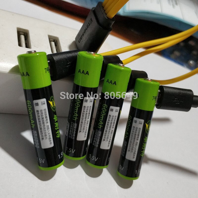 4 pcs ZNTER 1.5 V AAA usb batterij 600 mAh 900mwh li-polymer li-po oplaadbare lithium li-ion batterij niet inbegrepen usb-kabel