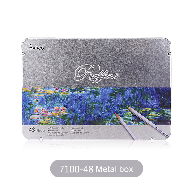 Marco 24/36/48/72Colors Raffine Soft Non-toxic Color Pencil lapis de cor Oil Colored Pencils for School Supplies: 48 colors metal box