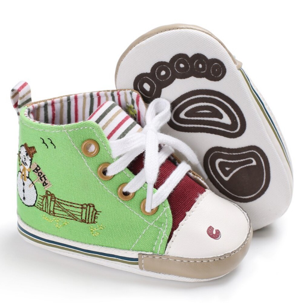 Bobora Pasgeboren Baby Babyschoenen Canvas Schoenen Baby Jongens Meisjes Hoge Top Sneaker Zachte Anti-Slip Zool: G / 7-12 Months