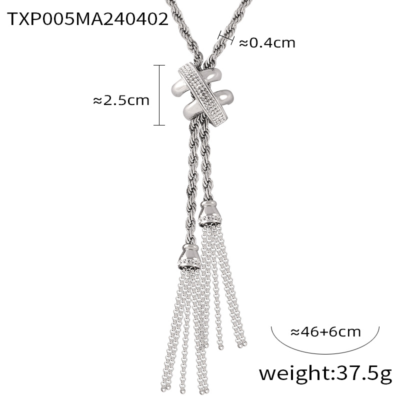 Nivora Stainless Steel Rhinestone Pendant Neck Choker Long Sweater Necklace For Women Gold Plated Jewelry طقم مجوهرات: Antique Silver Plated