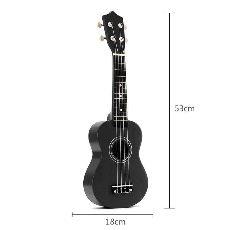 21 Inch Sopraan Ukulele 4 Strings Hawaiian Gitaar Uke + String + Pick Voor Beginners Kid (Zwart)