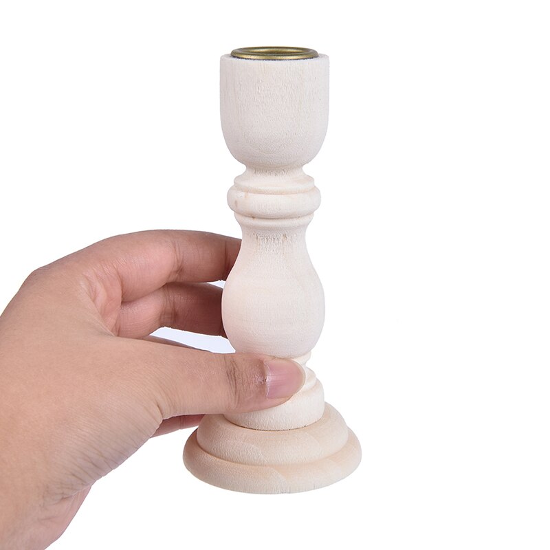 1pc Candle Holders Unfinished Candlesticks Holders Unpainted Wood Classic Craft Candlesticks Holders DIY Home Wedding Decoration