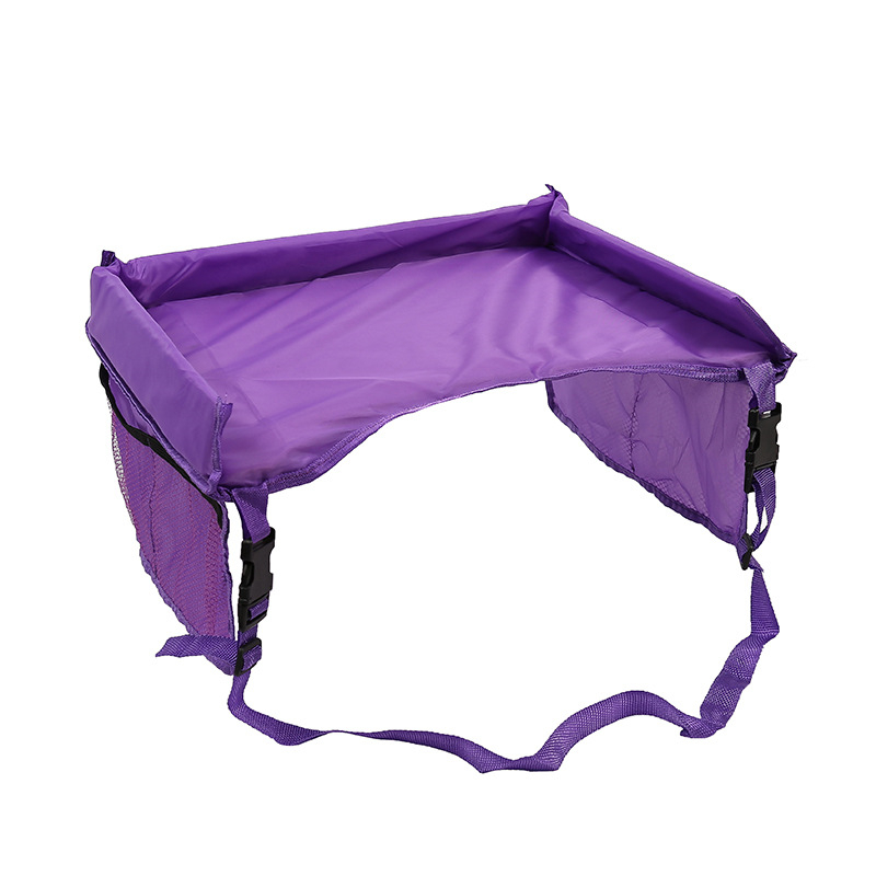 Bandeja para asiento de coche de bebé, bandeja para cochecito de niños, soporte para comida y agua, mesa portátil impermeable para niños, para coche, nueva mesa de almacenamiento para niños: Púrpura