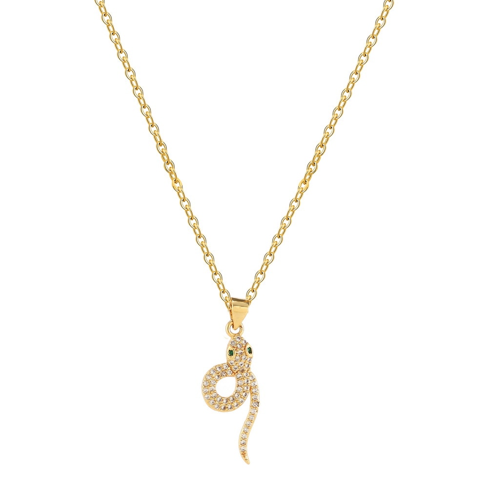 Rainbow CZ snake Gold Necklace For Women Zirconia snake Pendant Long adjustable Chain women's Necklace Charm Jewelry: snake15