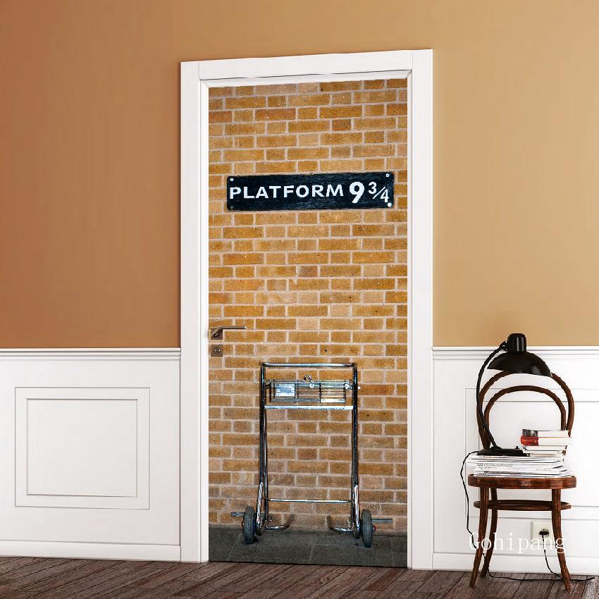 3D Door Decoration Wallpaper Modern Door Sticker Self-adhesive Waterproof Poster Home Door Renew Mural Decal deur sticker: Army Green / 77x200cm