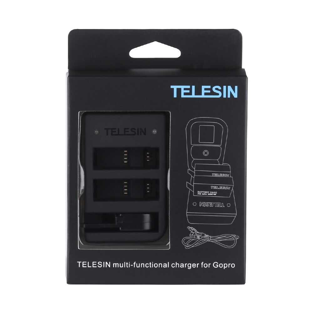 Telesin 3 Slots Batterij Lader Originele Wifi Afstandsbediening Oplader Gopro Hero 5 Hero 6 7 8 Zwart