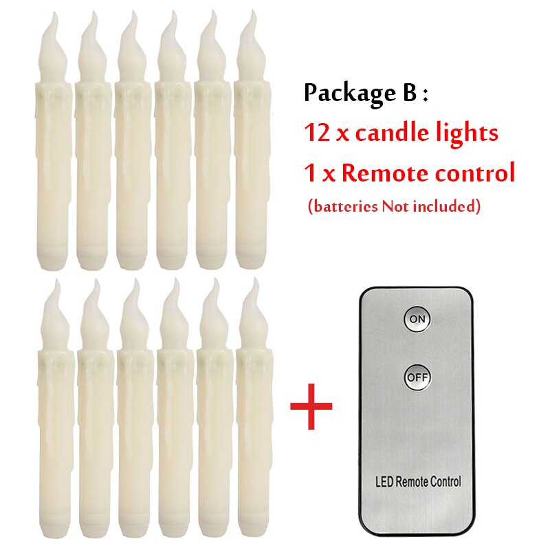 12 stk/parti led koniske lys lys fjernkontroll led telys for hjemme julefest bryllup romantisk middag dekorasjon: Pakke b
