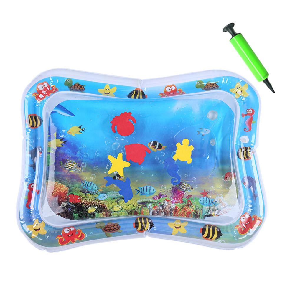 66x50cm Kids Water Mat Baby Inflatable Patted Pad Baby Inflatable Water Cushion Infant Play Mat Toddler Funny Pat Pad Toys: L with Inflator