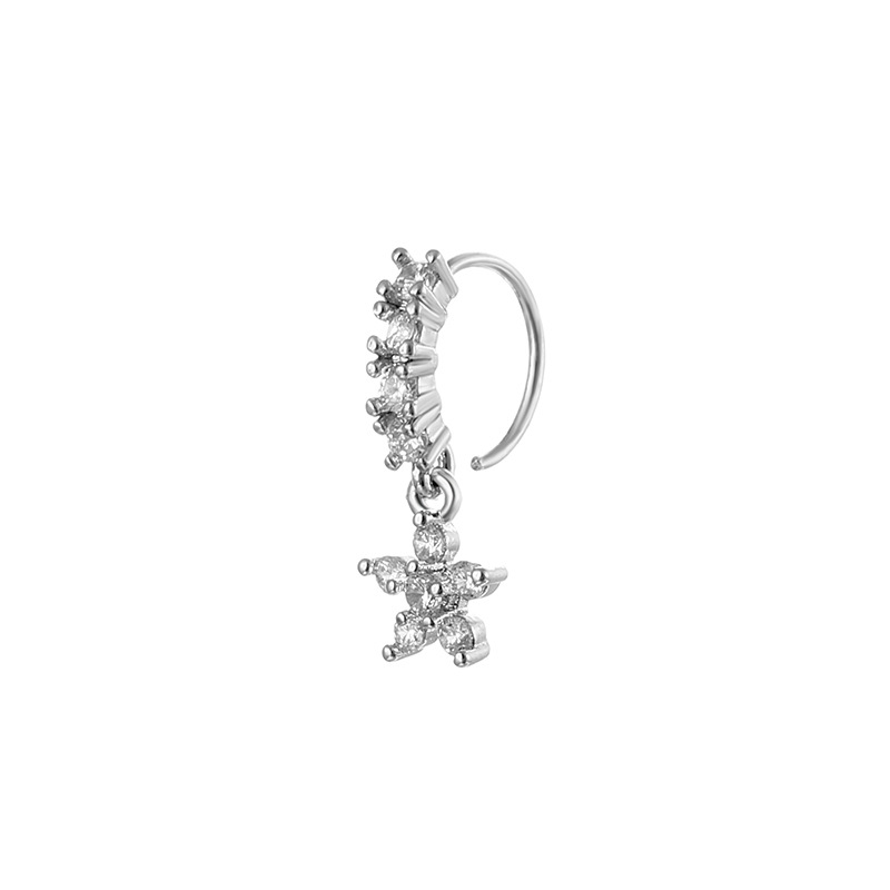 1 Uds. De aro de cristal CZ para tabique, Clickers, anillo para la nariz, Piercing para cartílago, pendiente de hélice, joyería para el trago, aros Daith, pendientes de lóbulo Rook: COLOR ORO ROSADO