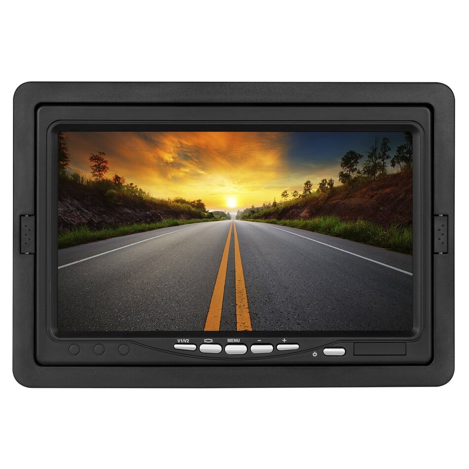 7 inch TFT LCD 2 Video Input Car Rear View Hoofdsteun Monitor DVD VCR Monitor met Afstandsbediening en Stand ondersteuning Roterende