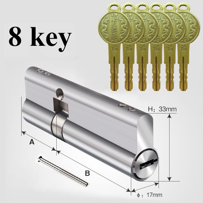 Super C Grade stainless steel Anti-theft door Lock Core Security Lock Core Cylinders Key 70mm-90mm Door Cylinder Lock 8 keys