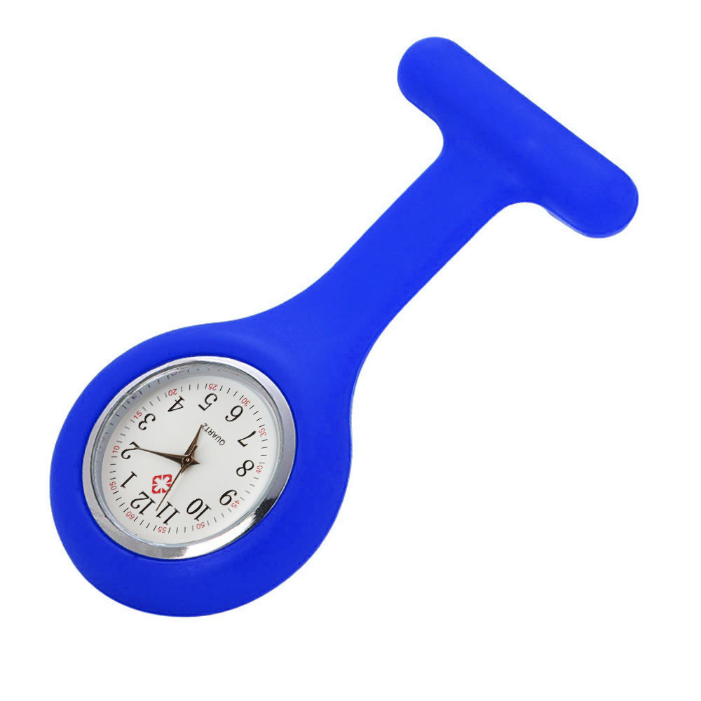 Taschenuhr Damen Digitalanzeige Zifferblatt Clip-an Analoguhr fob Krankenschwester Brosche Stift Hängetasche Elektrische Uhr Modeuhren: Blau