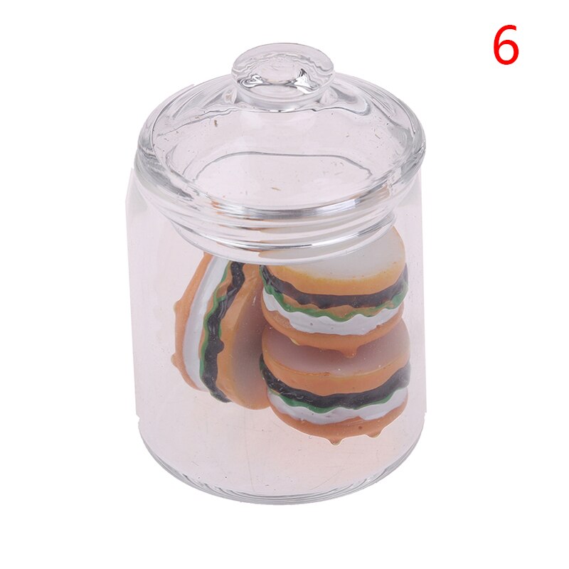 1/12 Dollhouse Kitchen Clear Glass pot Storage Jar Miniature hamburger toy: A6