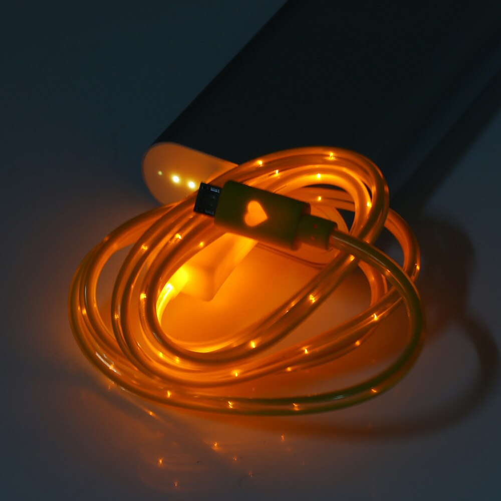 1M luz LED colorida luminosa cargador de teléfono carga sincronización de datos transferencia Cable para teléfono Android