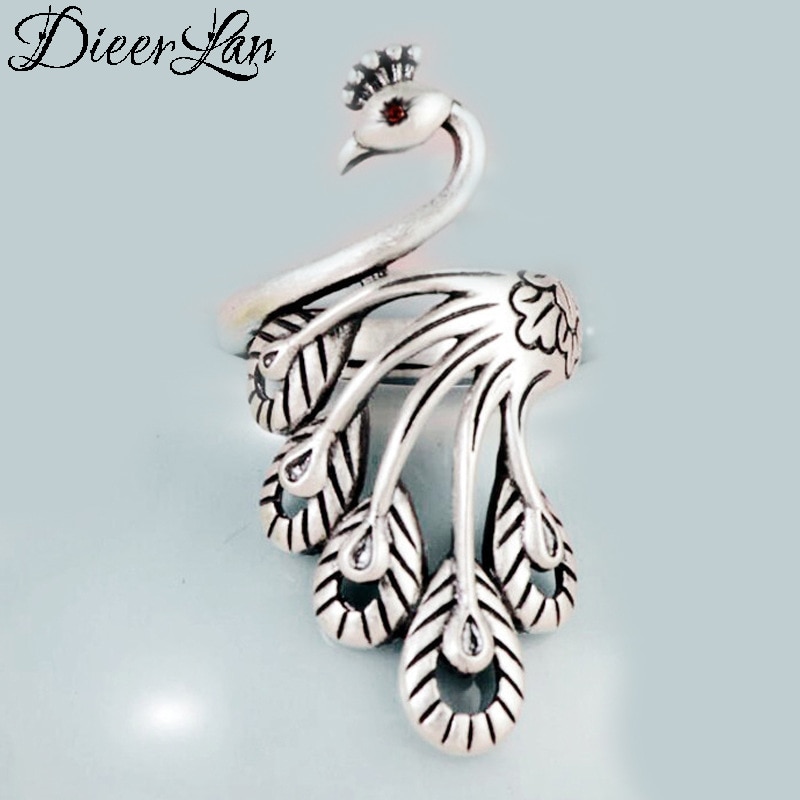 925 Sterling Silver Peacock Rings For Women Big Finger Rings For Unisex Jewelry Men