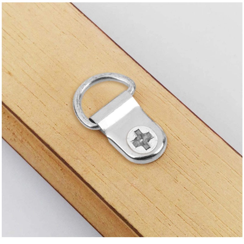 100Pcs Oil Painting Mirror Picture Frame Hanger, Round D Ring Buckle, Photo Wall Hook With Screws
