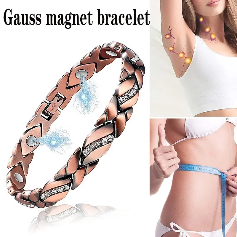 Magnetic Therapy Arthritis Pain Relief Bracelets for Women Magnetic Steel Titanium Health Bracelet with Crystal Jewelry