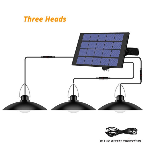 4 Heads Solar Hanglamp Led Buiten Indoor Kroonluchter Solar Lamp Warm Wit Tuin Verlichting Voor Thuis Binnenplaats Decoratie: Three Heads / Warm White