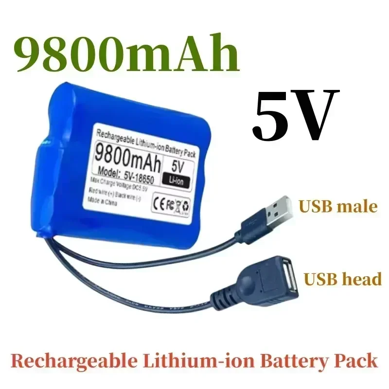Microcomputador recarregável de chip único 18650 para lâmpada LED externa de bateria de lítio 5V 6800mAh-12800mAh, ventilador USB, alto-falante Bluetooth: CINZA