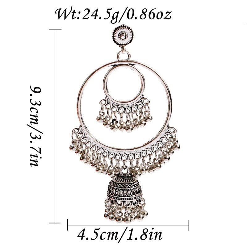 Retro Indian Jewelry Jhumka Jhumki Earrings Gypsy Gold Silver Color Tassel Earrings For Women Jewelry