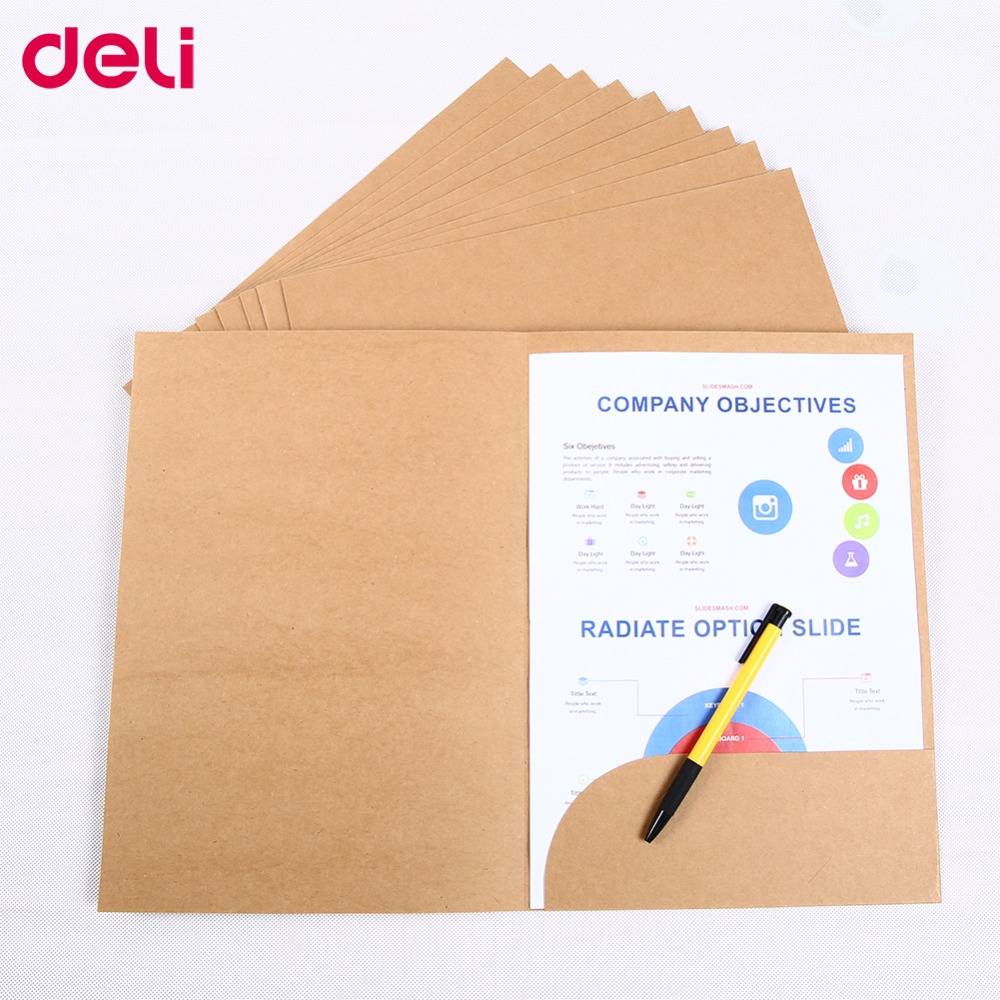 Deli kraft paper file holder A4 10pcs/set good paper protector paper folder protect important files