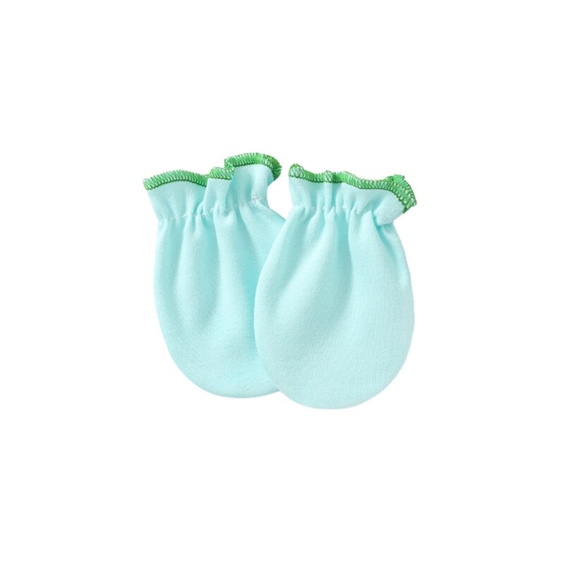 1 Pair Baby Anti-scratch Soft Cotton Gloves Newborn Handguard Mittens Infants Supplies: Lake Blue