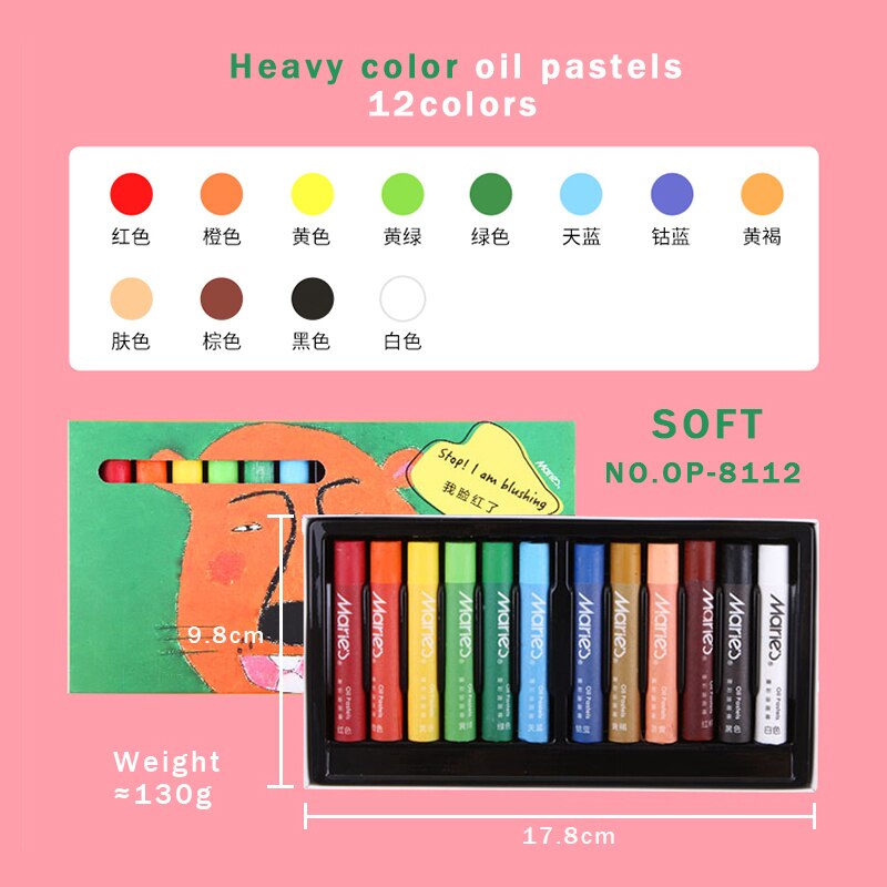 Marie &#39;S Water Oplosbare Zware Kleur Olie Pastel/Krijt/Stok 12/24/36 Kleuren Veilig Macaron/Morandi art Soft/Hard Graffiti Olie Pastel: OP-8112-12colors