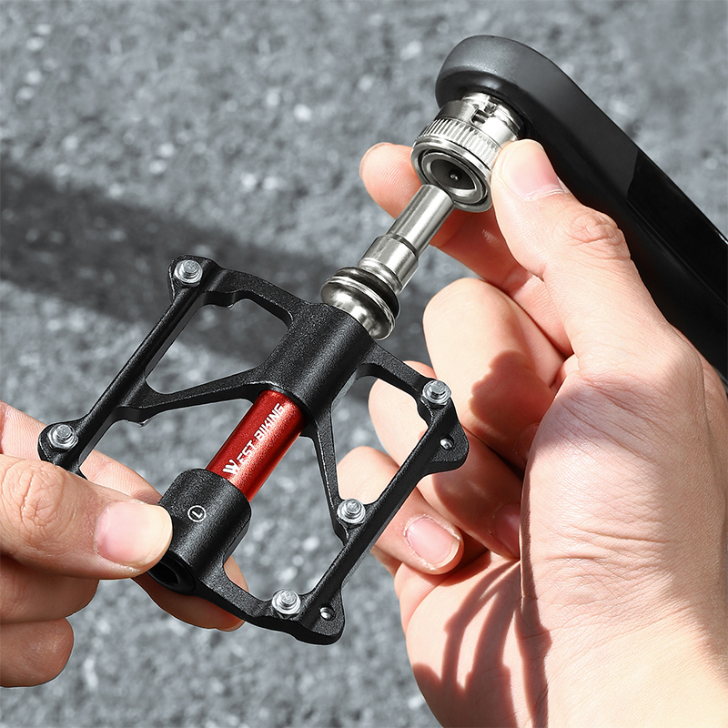 Pedales de bicicleta WEST BIKING, pedales de bicicleta de liberación rápida con 3 rodamientos, pedales de bicicleta de carretera MTB de aluminio ultraligeros antideslizantes, piezas bmx