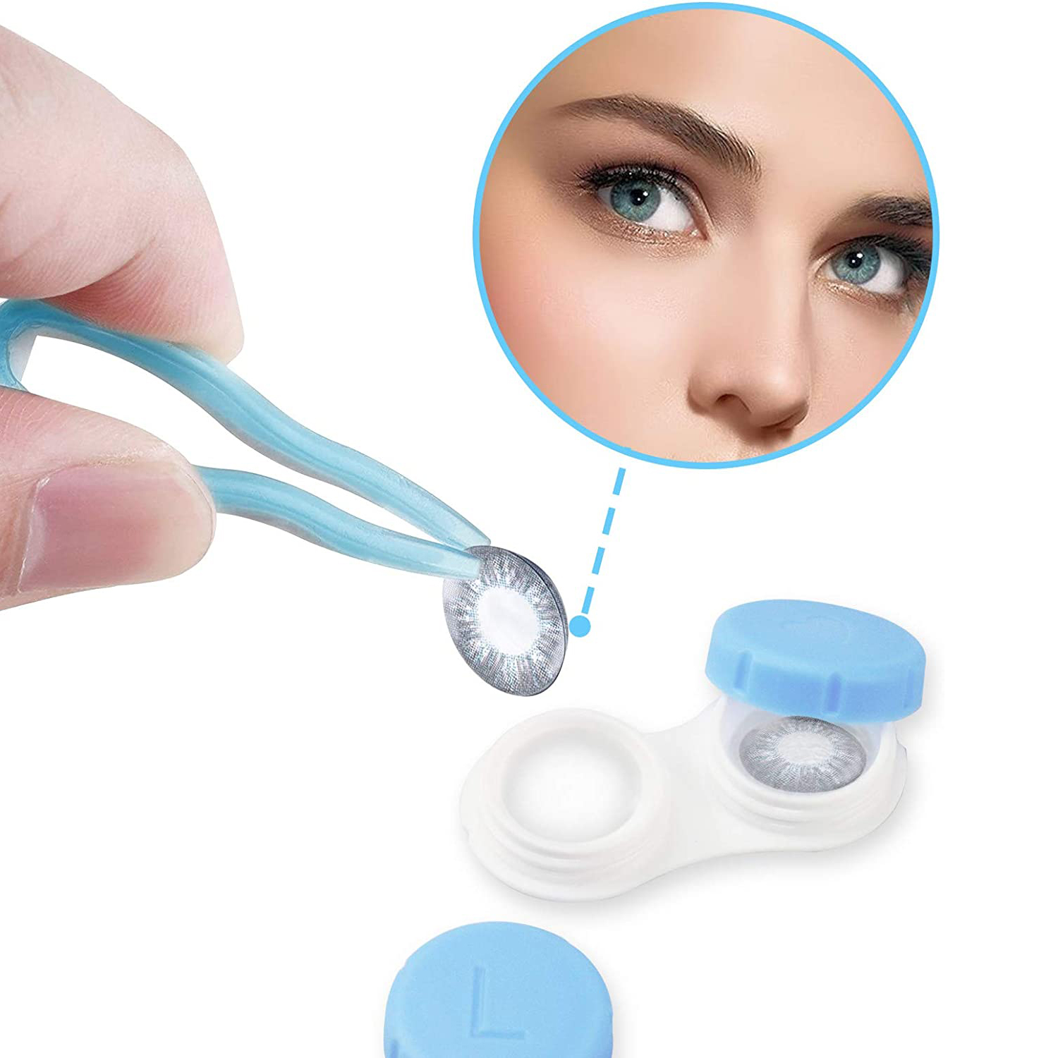 Juego de estuche para gafas de contacto colorido con espejo, pequeño Kit de almacenamiento de inmersión portátil, Mini caja para lentillas, almacenamiento en remojo