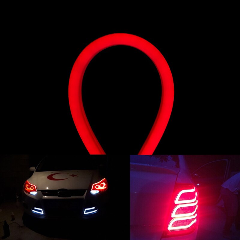 1 stk 30cm 45cm 60cm drl fleksibelt led strip lys bil ekstern styling 12v kørelys blinklys pære hvid rød